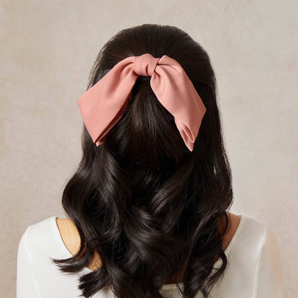 Recycled Fabric Bow Hair Clip - Rosewood