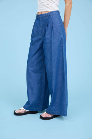 Holiday In Cannes Chambray Wide Leg Pants