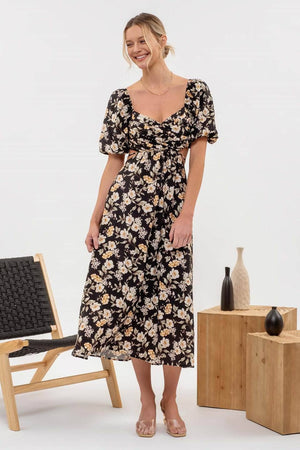 Fresh Cut Flowers Midi Dress