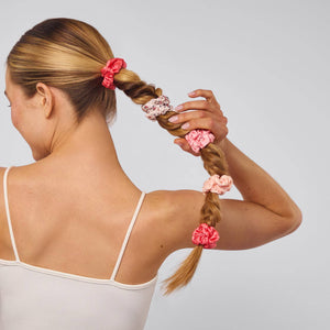 Satin Scrunchies 5pc Set - Cherry Blossom