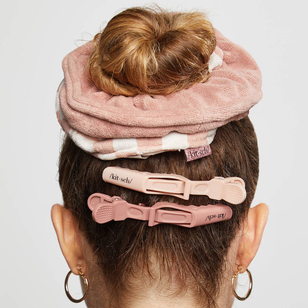 Microfiber Quick-Dry Towel Scrunchie 2PC- Terracotta Checker