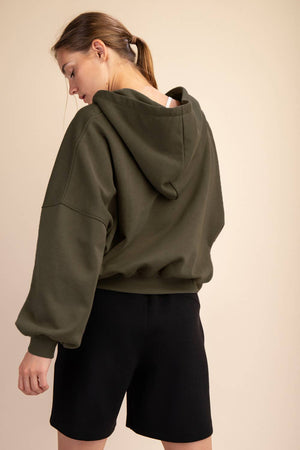 Maddison Terry Fleece Quarter Zip Hoodie