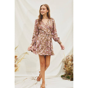 Olive Spring Mini Wrap Dress