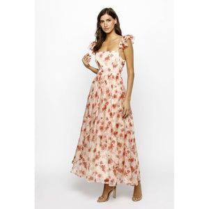 Pink Rose Ruffle Maxi Dress