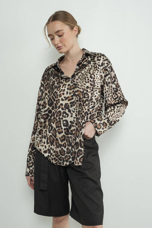 Always A Party Leopard Print Button Down Shirt