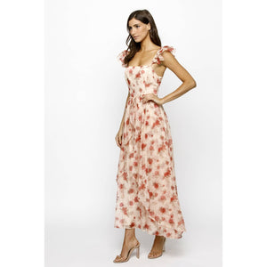 Pink Rose Ruffle Maxi Dress