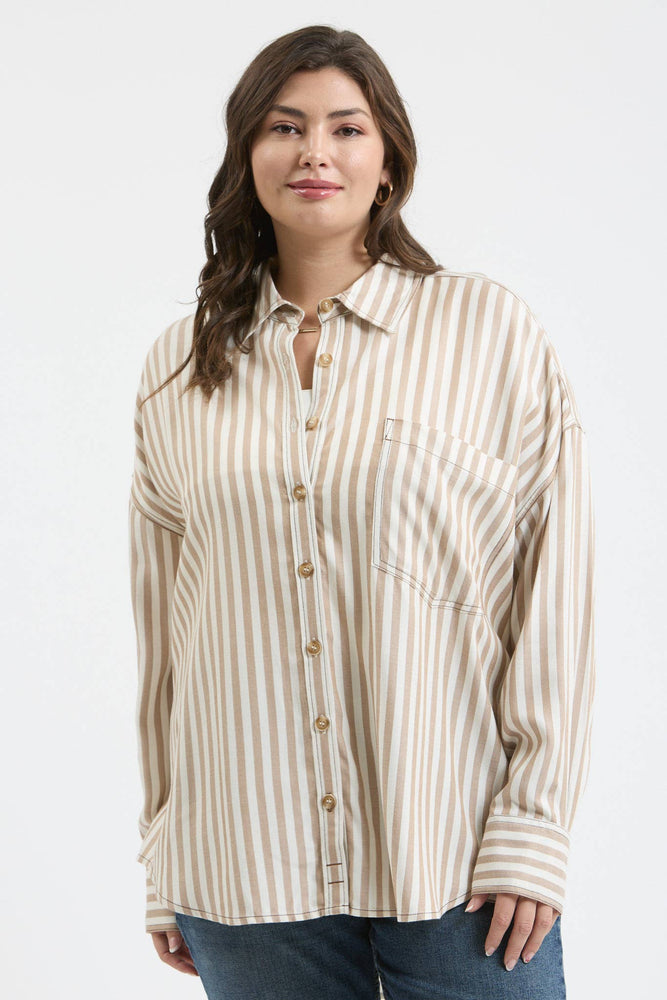 Plus Classic Stripe Button Down