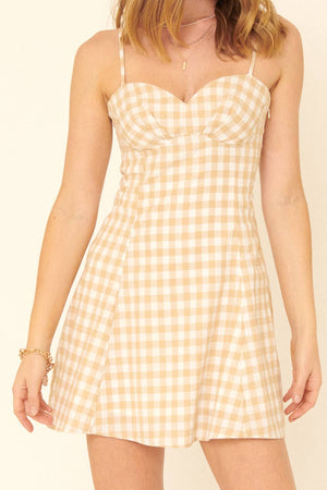 Country Sweetheart Plaid Strappy Mini Dress
