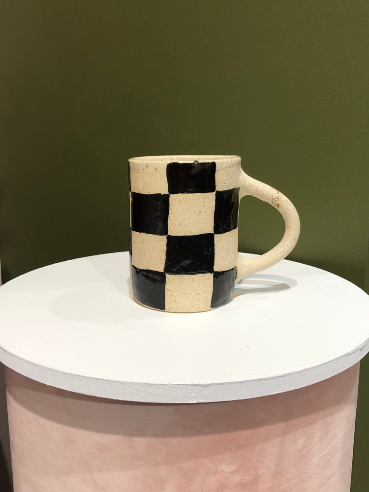 Good Vibes Handmade Checkered Mug