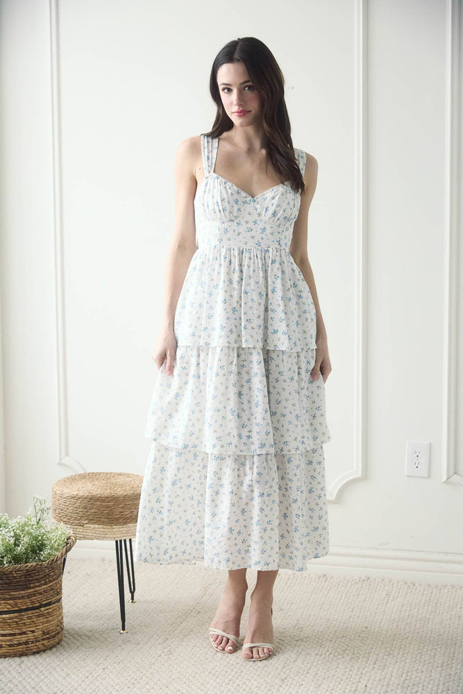 Femme Floral Tiered Midi Dress
