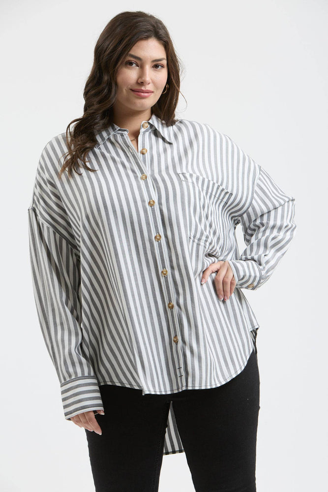 Plus Classic Stripe Button Down