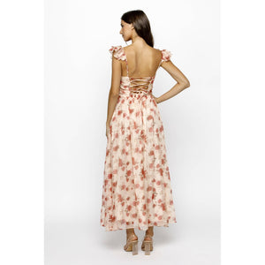 Pink Rose Ruffle Maxi Dress