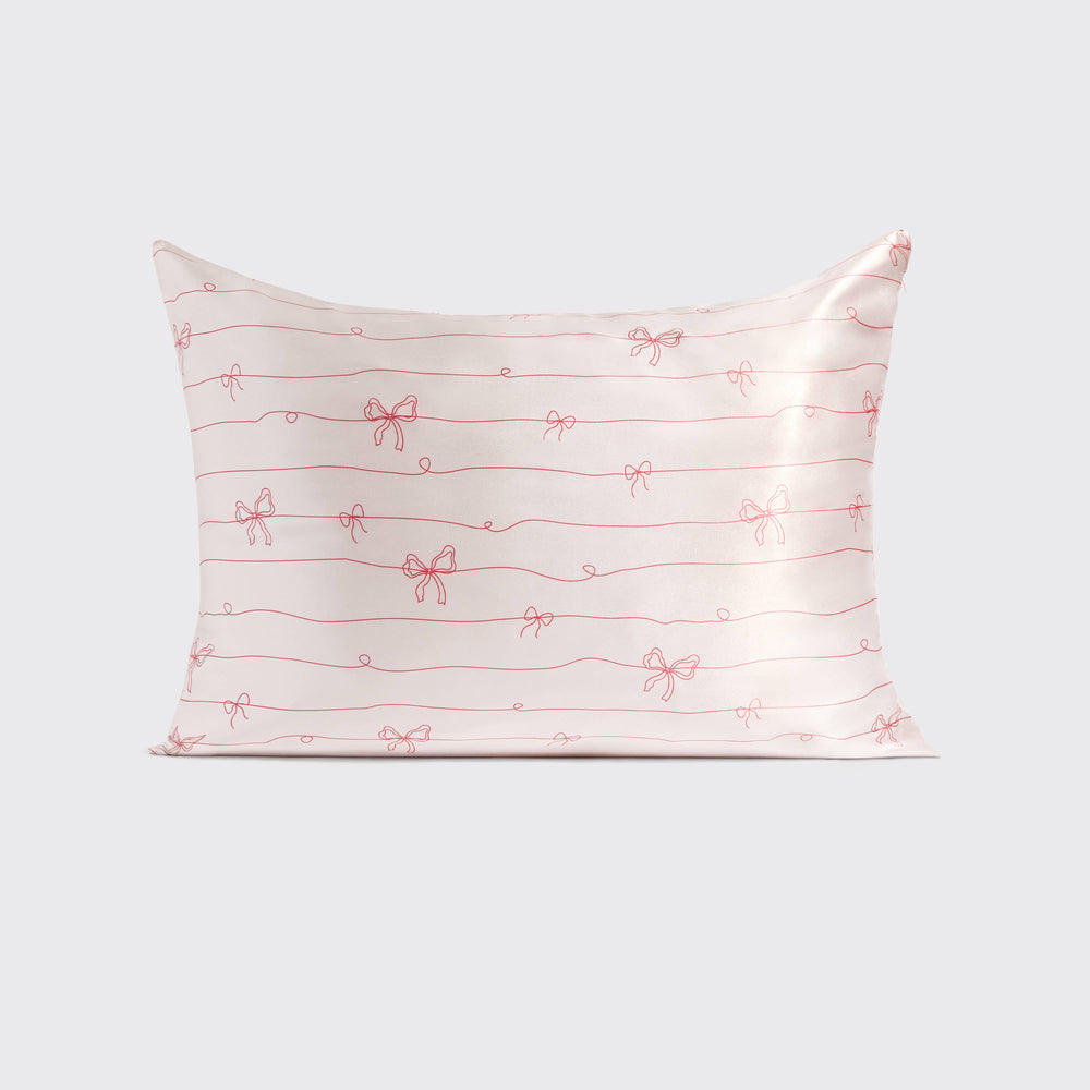 Satin Pillowcase -Striped Bows
