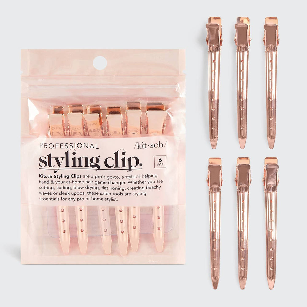 Styling Hair Clip 6pc - Rose Gold