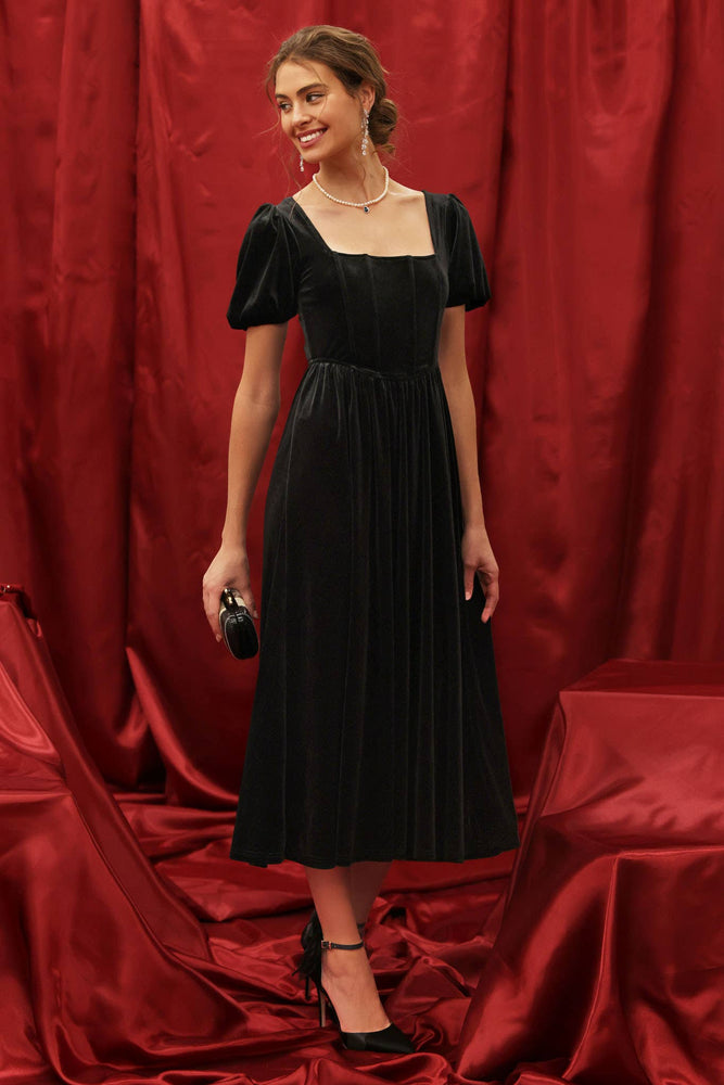 Night At The Opera Midi Velvet Dress