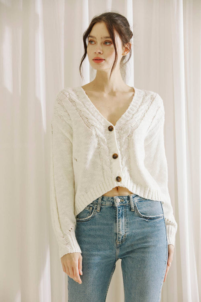 Monochromatic Cable Knit Cardigan