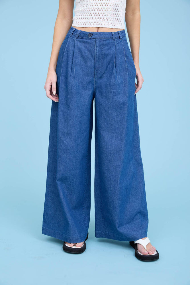 Holiday In Cannes Chambray Wide Leg Pants