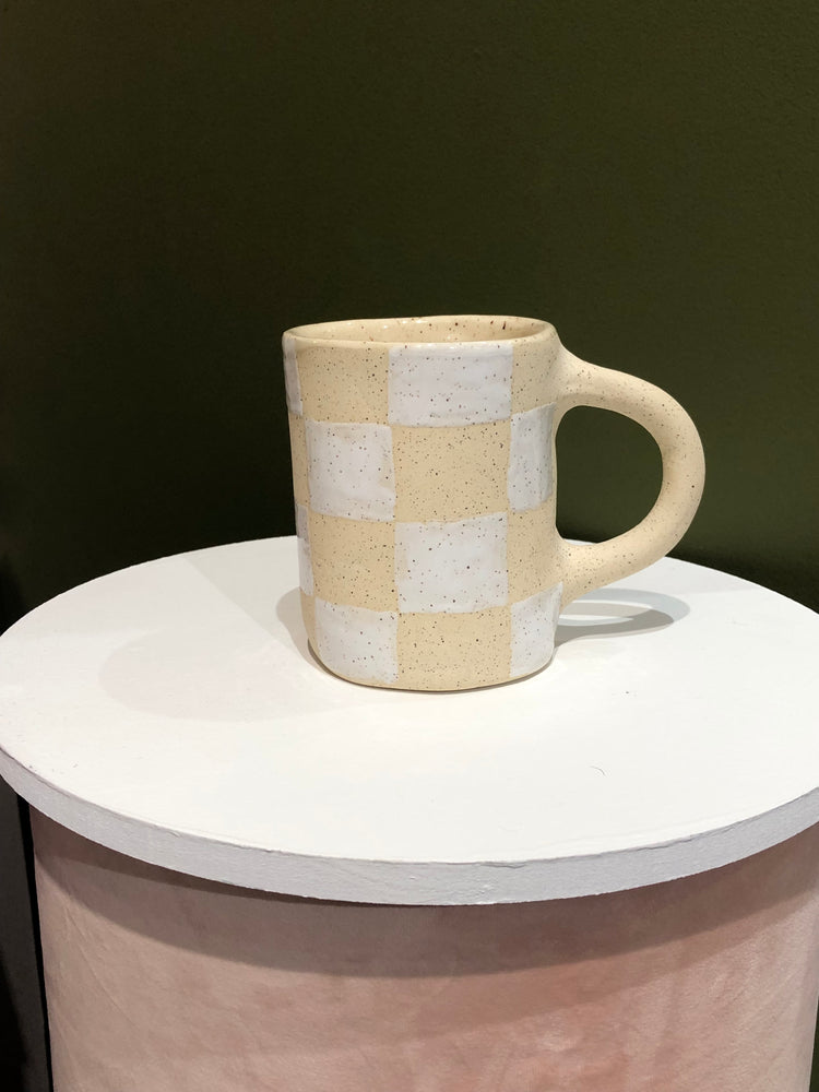 Good Vibes Handmade Checkered Mug