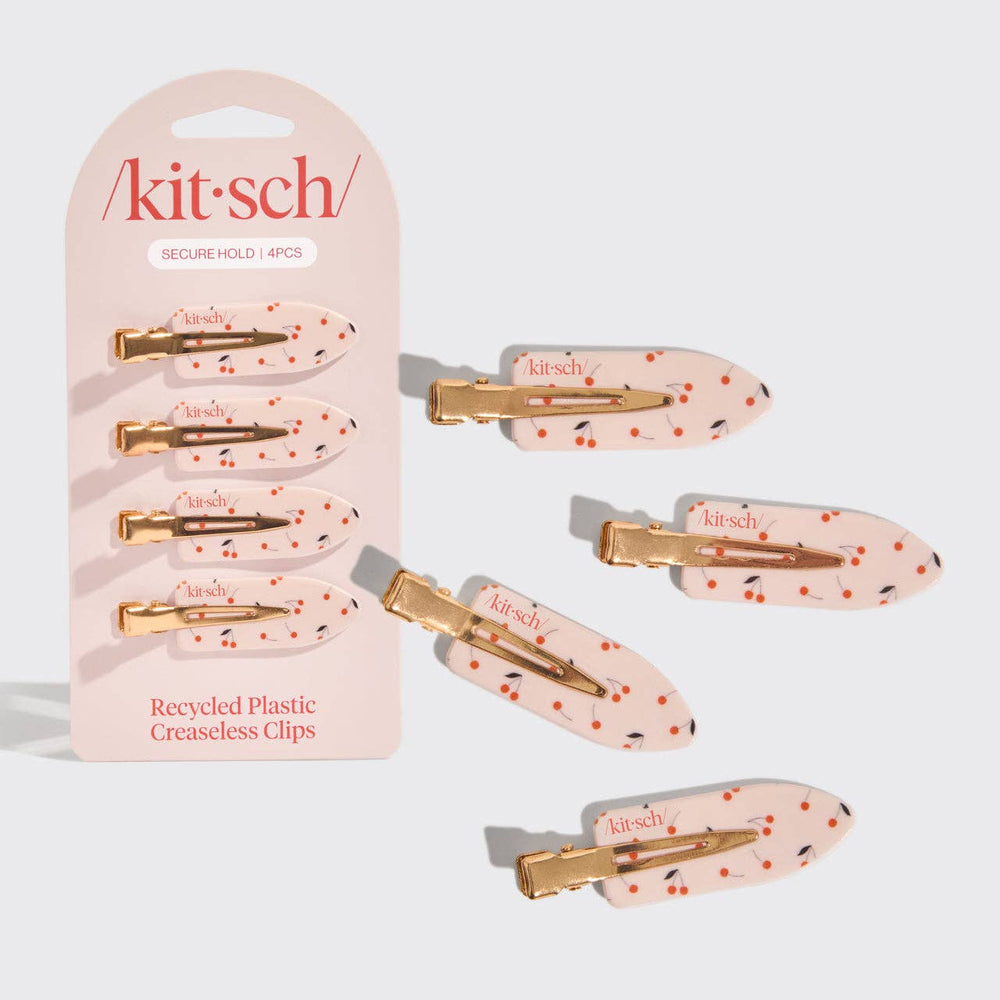 Recycled Plastic Creaseless Clips 4pc - Cherry
