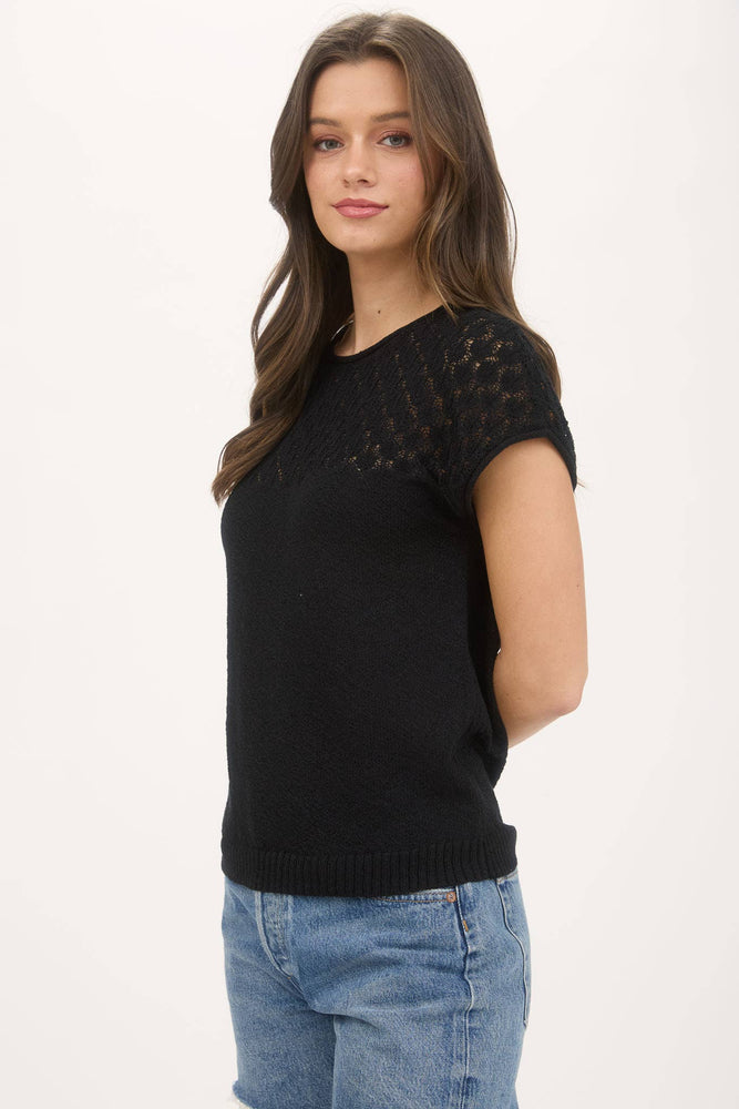 Eyelet and Bows Knit Top