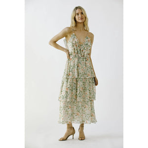 Rose Garden Ruffle Midi Dress