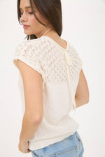 Blu Pepper - EYELET YOKE SWEATER KNIT TOP: IVORY