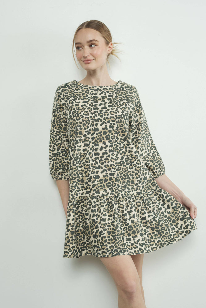 Not So Basic Leopard Print Drop Waist Dress