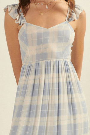 Country Sweetheart Plaid Tie Back Dress