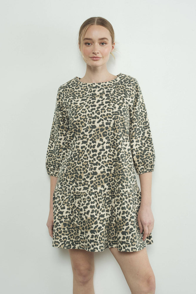 Not So Basic Leopard Print Drop Waist Dress