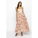 Pink Rose Ruffle Maxi Dress