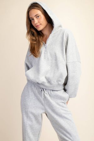 Maddison Terry Fleece Quarter Zip Hoodie