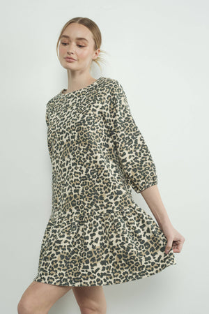 Not So Basic Leopard Print Drop Waist Dress