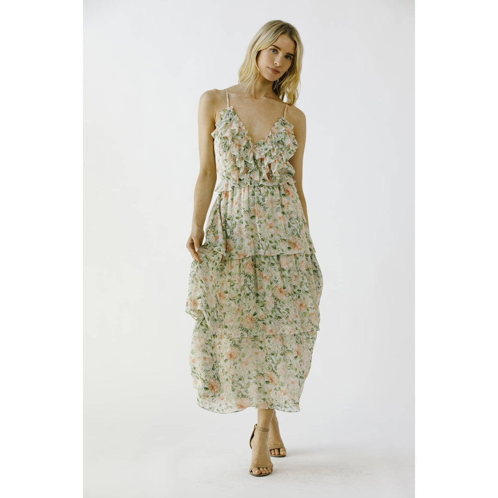 Rose Garden Ruffle Midi Dress