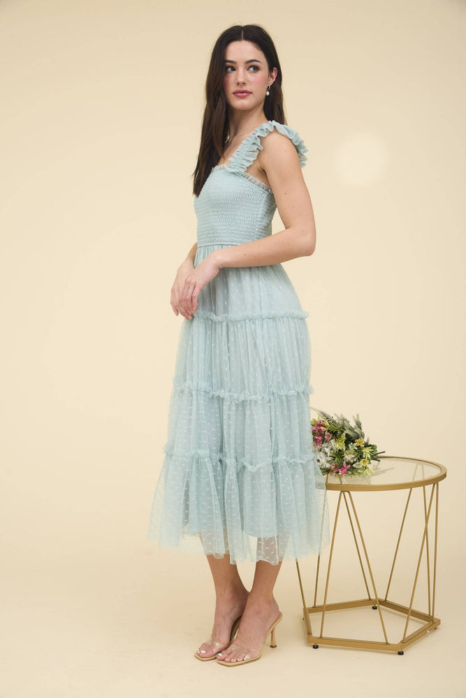 Sense of Spring Chiffon Dot Midi Dress