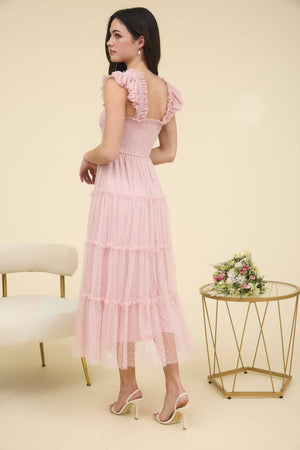 Sense of Spring Chiffon Dot Midi Dress