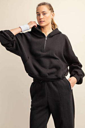 Maddison Terry Fleece Quarter Zip Hoodie