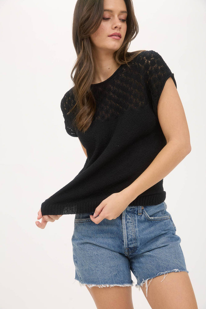 Eyelet and Bows Knit Top