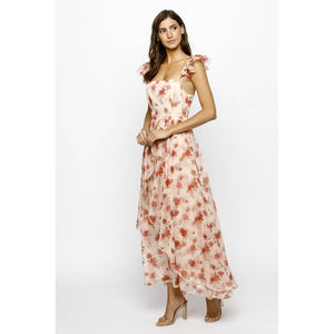 Pink Rose Ruffle Maxi Dress