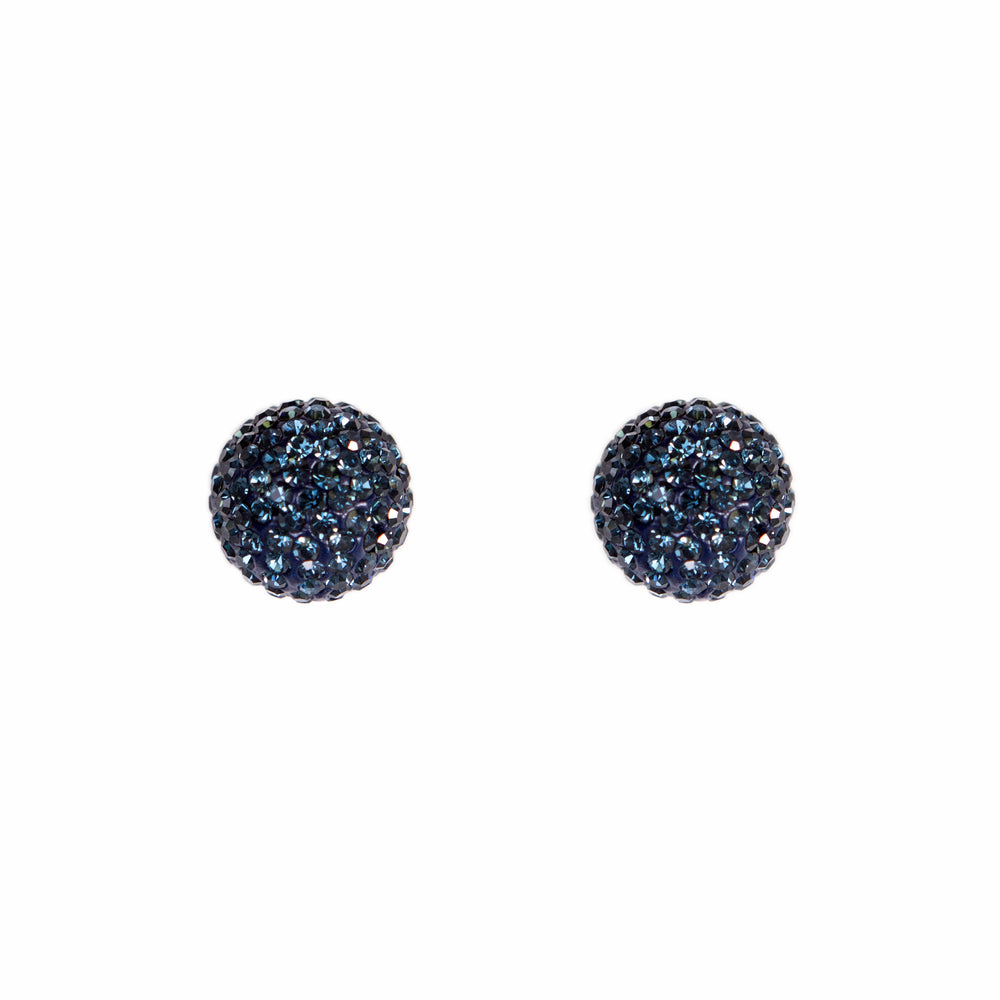 Park and Buzz radiance stud. Sparkle ball earrings. Hillberg and Berk. Canadian Brand. Glitter ball earrings. Navy blue sparkle earrings jewelry jewellery. Valentines gift.