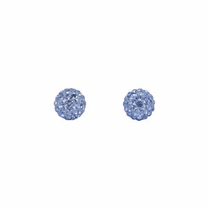 Park and Buzz radiance stud. Sparkle ball earrings. Hillberg and Berk. Canadian Brand. Glitter ball earrings. Denim blue sparkle earrings jewelry jewellery